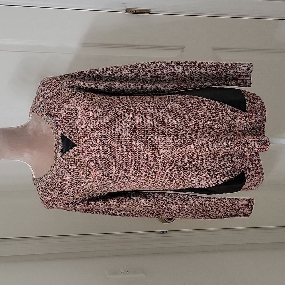 Xhilaration, Size M Multicolored (Brights) Sweater with Faux Leather Accents